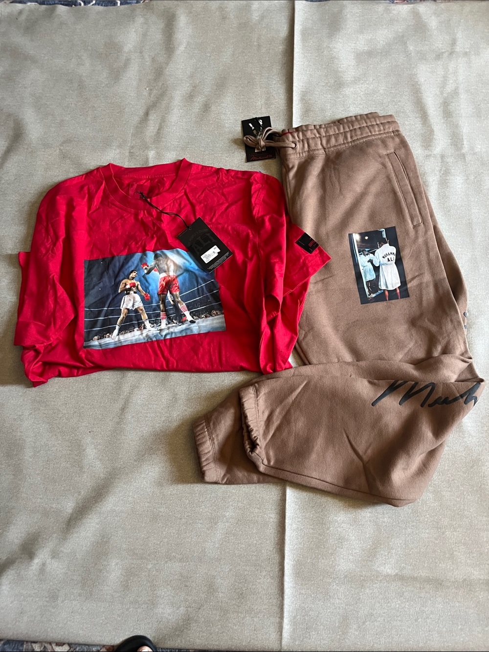 Marciano Brown Drawstring Joggers with Graphic Detail